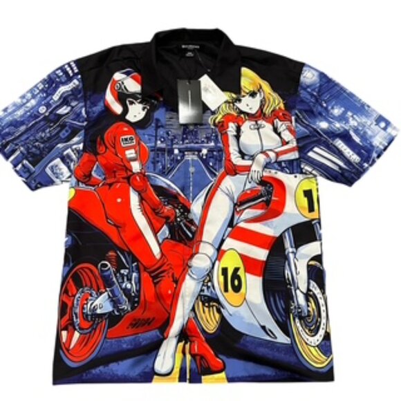 NEW Brand Makers Group Ikigai Anime Riders Button Up Shirt Men’s Medium NWT - Picture 10 of 12